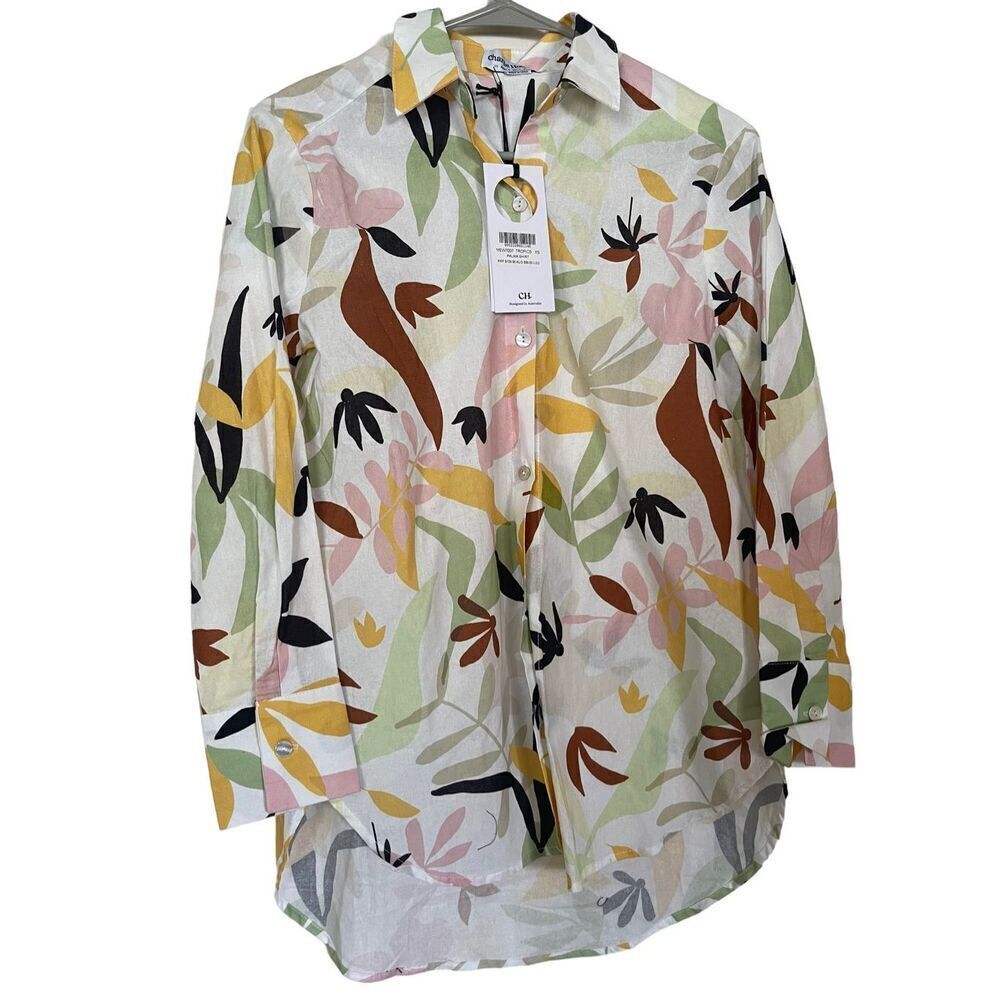 NEW Charlie Holiday Women's Multi Color Floral Long Sleeve Buttons Up Blouse XS